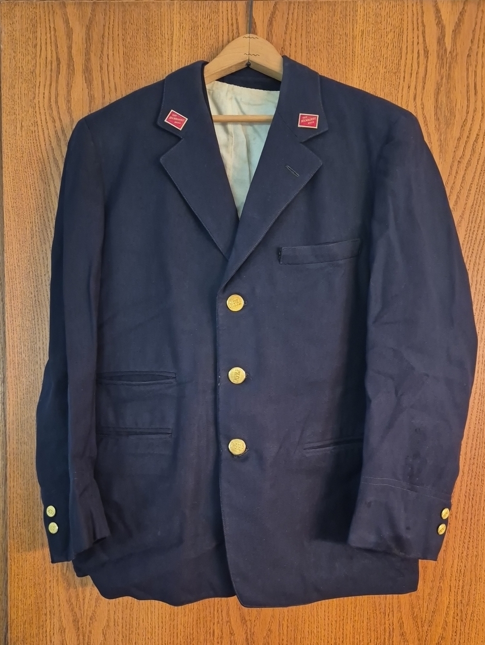 Vtg 1956 Navy Blue Milwaukee Road Railroad Conductor Jacket & Vest w/ Insignia